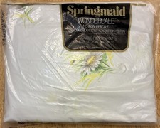 New Vtg Springmaid Wondercale Fresh Daisies Double Fitted Sheet Full No Iron NOS