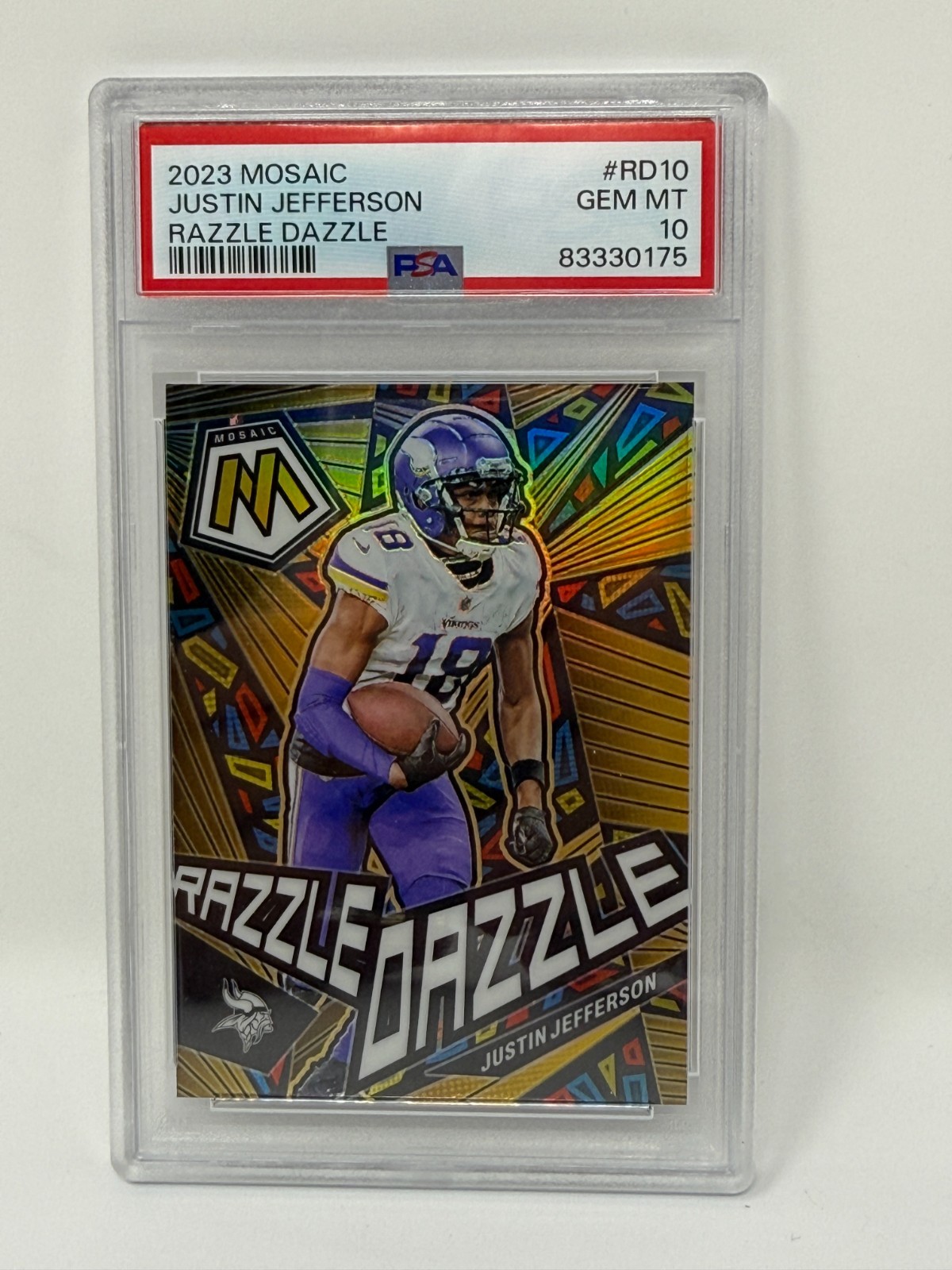 Justin Jefferson 2023 Mosaic Razzle Dazzle #RD10 SSP PSA 10 Vikings