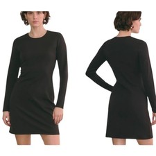 NWT Everlane The Form Mini Dress Long Sleeve Black Supima Cotton Size M
