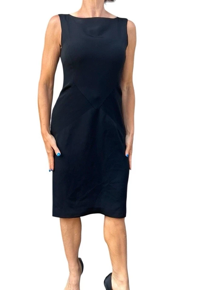 Ralph Lauren Etiqueta Negra LBD Mujer 4 Seda Sin Mangas Funda Cóctel Hasta la Rodilla Foto 2 de 4