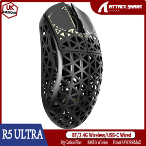ATTACK SHARK R5 Ultra Fibre de carbone sans fil 8K PAW3950MAX Souris de jeu