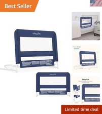 Reinforced Navy Bed Guard Rail for Toddlers - Portable and Durable Design