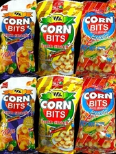 CORN BITS- 2 original, 2 mix  nuts, 2  spicy hot (lot of 6)