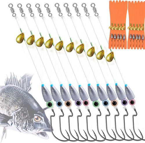 10Pcs Fishing Bullet Weights Texas Rigs Ready Kit,Worms, Sinker (10g/7g/5g), ...
