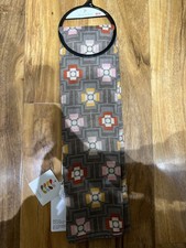 Orla Kiely Uniqlo Brown Pink Red Flower Cross Print Scarf Stole Wrap Shawl BNWT