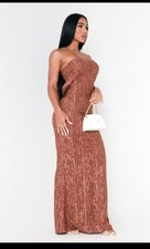 Strapless Textured Rust Maxi Dress