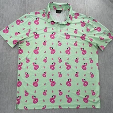Sunday Swagger Shirt Adult 2XL Yellow Golf Polo Short Sleeve Flamingo Mens XXL