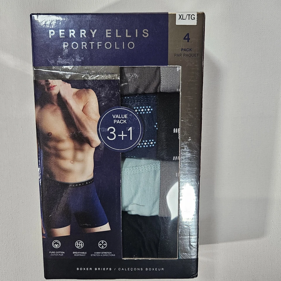 Мужские трусы-боксеры Perry Ellis Portfolio размер XL упаковка 4 шт. эластичное дышащее нижнее белье - Изображение 2 из 4