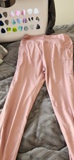 Women's Stretch Ankle Leggings Pink XL Regular Pockets Yoga Polyester Elastane