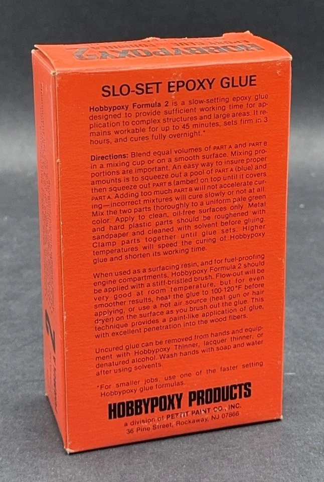 PETTIT PAINT HOBBY POXY 2 H52 FORMULA SLO-SET EPOXY GLUE 8 OZ Boats Planes NOS - Image 4 of 4