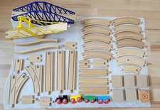 mixed Wooden Train Tracks w/ 2 bridges, 41 peice Lot, Used