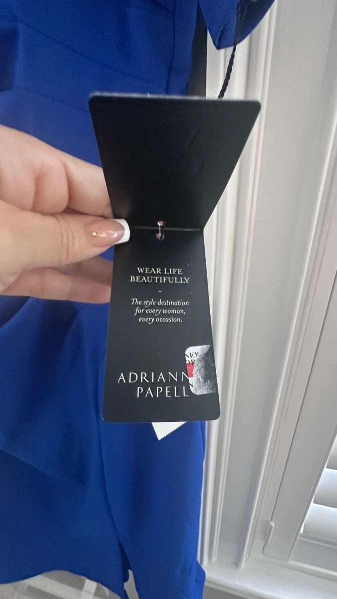 Vestido Adrianna Papell Mujer Crepé Plisado Funda Cóctel Fiesta Azul TALLA 18W