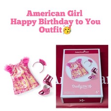 American Girl Happy Birthday to You Traje Rosa para Muñeca 18” Botas de Vestir NUEVO