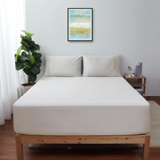 Queen Size Fitted Sheet Only Light Beige, 100 Egyptian Cotton 600 Thread Coun...