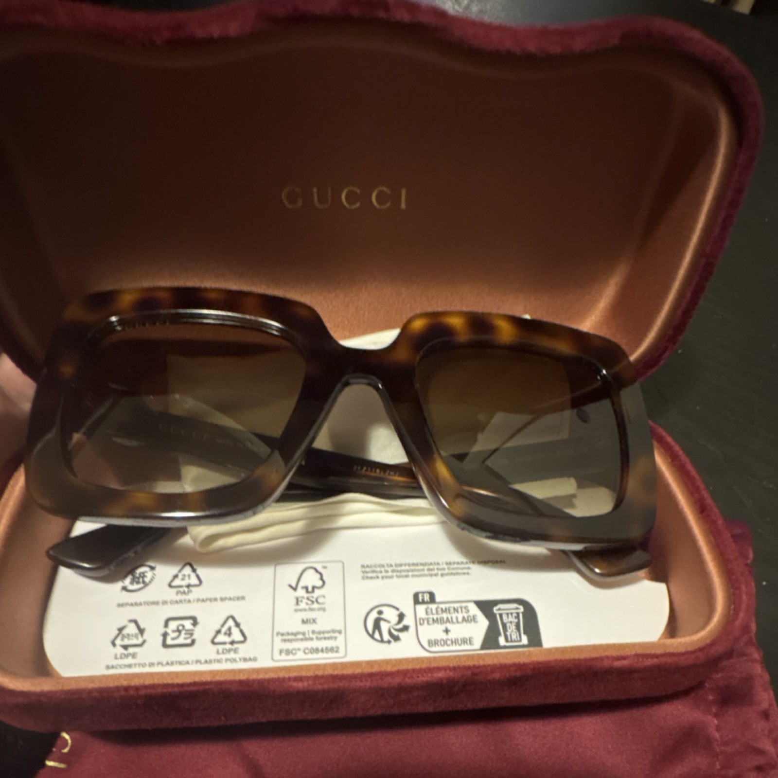 Gucci Oversized Square Tortoise Shell Sunglasses … - image 2