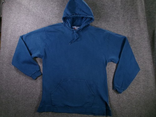 Vintage Russell Athletic Hoodie Men Medium Blue High Cotton Pullover USA 90s