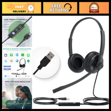 Wired USB-A Headset with Noise Canceling Mic, In-Line Control, On-Ear Design