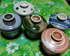 Japanese  5Piece Chawanmushi Soba Cup Set with Lid, Hot Water Cups, Some Damage