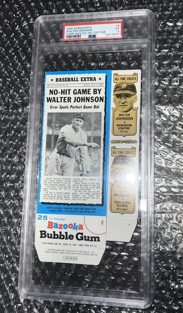 1969-70 Bazooka No 6 Walter Johnson Cy Young Complete Box No Tab PSA 5 Pop 5!