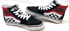 Vans SK 8 Hi Black Red Checkered  Suede Shoe School Size 1.5 Youth Sneaker Kids