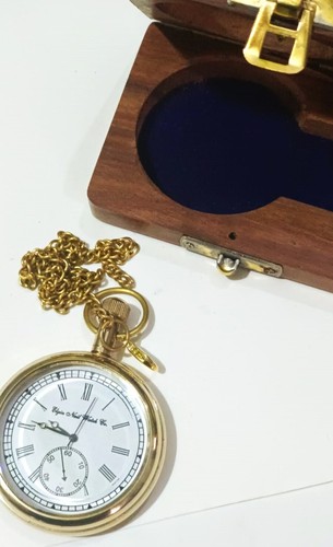 Reloj Bolsillo Vintage Náutico Americano Estilo Elgin Latón – Antiguo Coleccionable 2" - Imagen 2 de 7