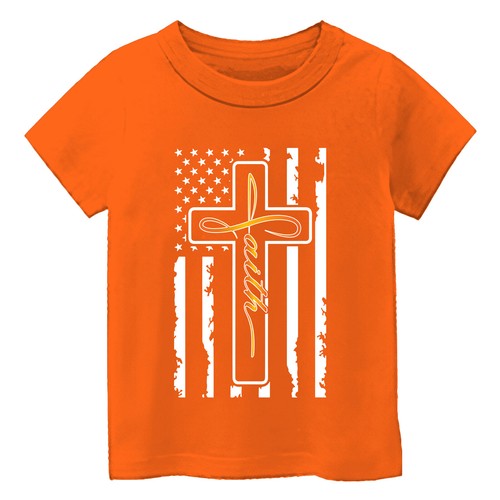 American Vertical Flag Jesus Cross Kid's T Shirt Christian Bible Faith Gift Tee - Picture 12 of 13
