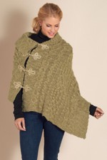 NWT SOFT SURROUNDINGS Chelsea Sweater Poncho Styling Acrylic Wool Knit Moss M