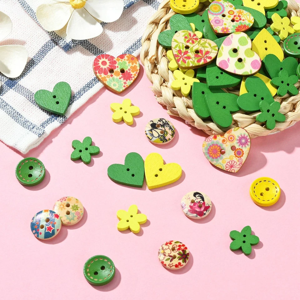 230x 2 Hole Wood Heart Sewing Buttons Scrapbooking Clothing Gift Home Decor - Image 4 of 4