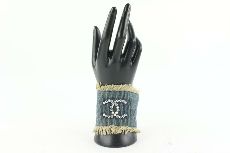 Chanel 01p Denim CC Crystal Logo Cuff Bracelet 611cas616 | eBay