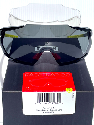 NEW 100% Percent RACETRAP 3.0 Gloss Black Shield Smoke Grey