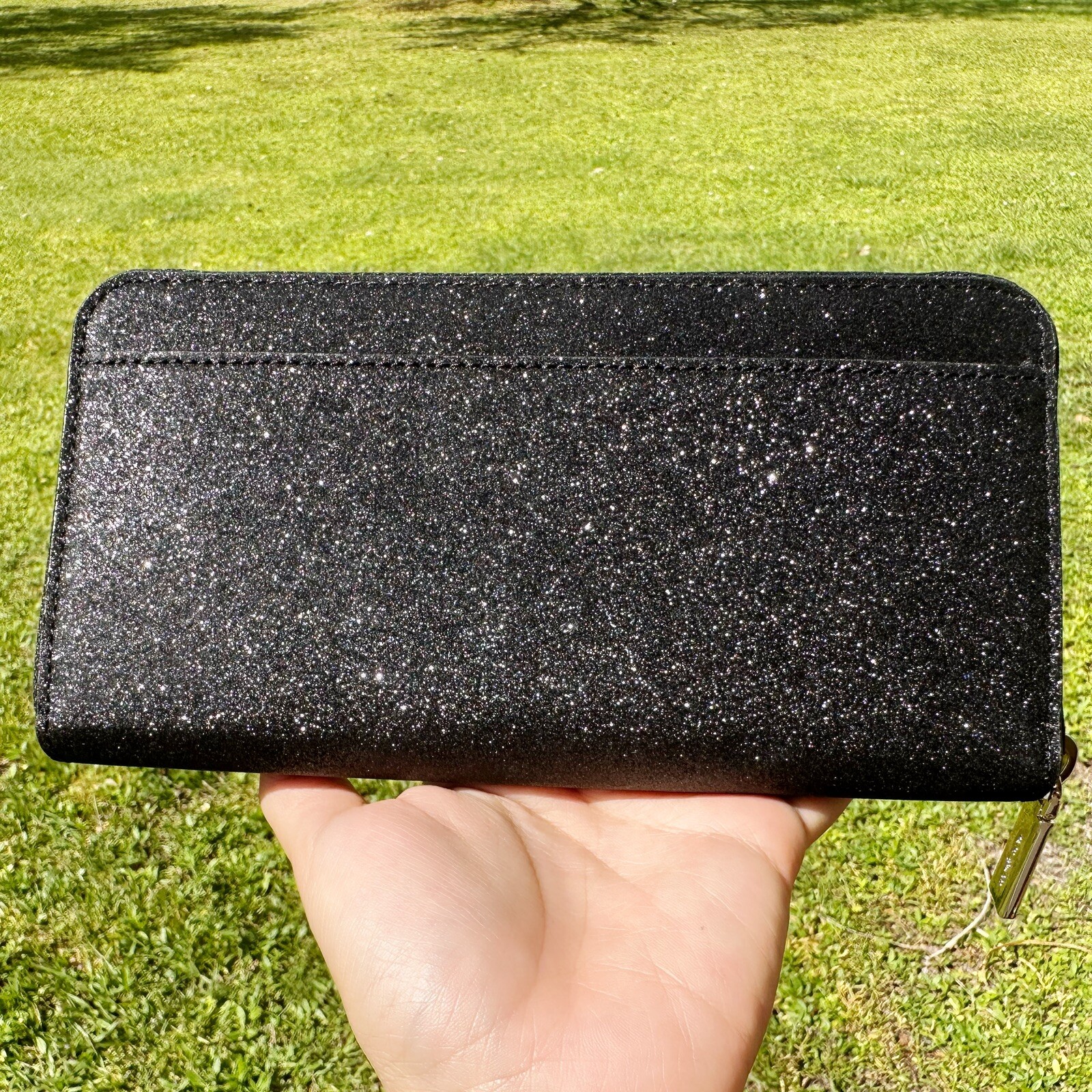 Kate Spade Shimmy Tinsel Glitter Boxed Large Continental Wallet Black