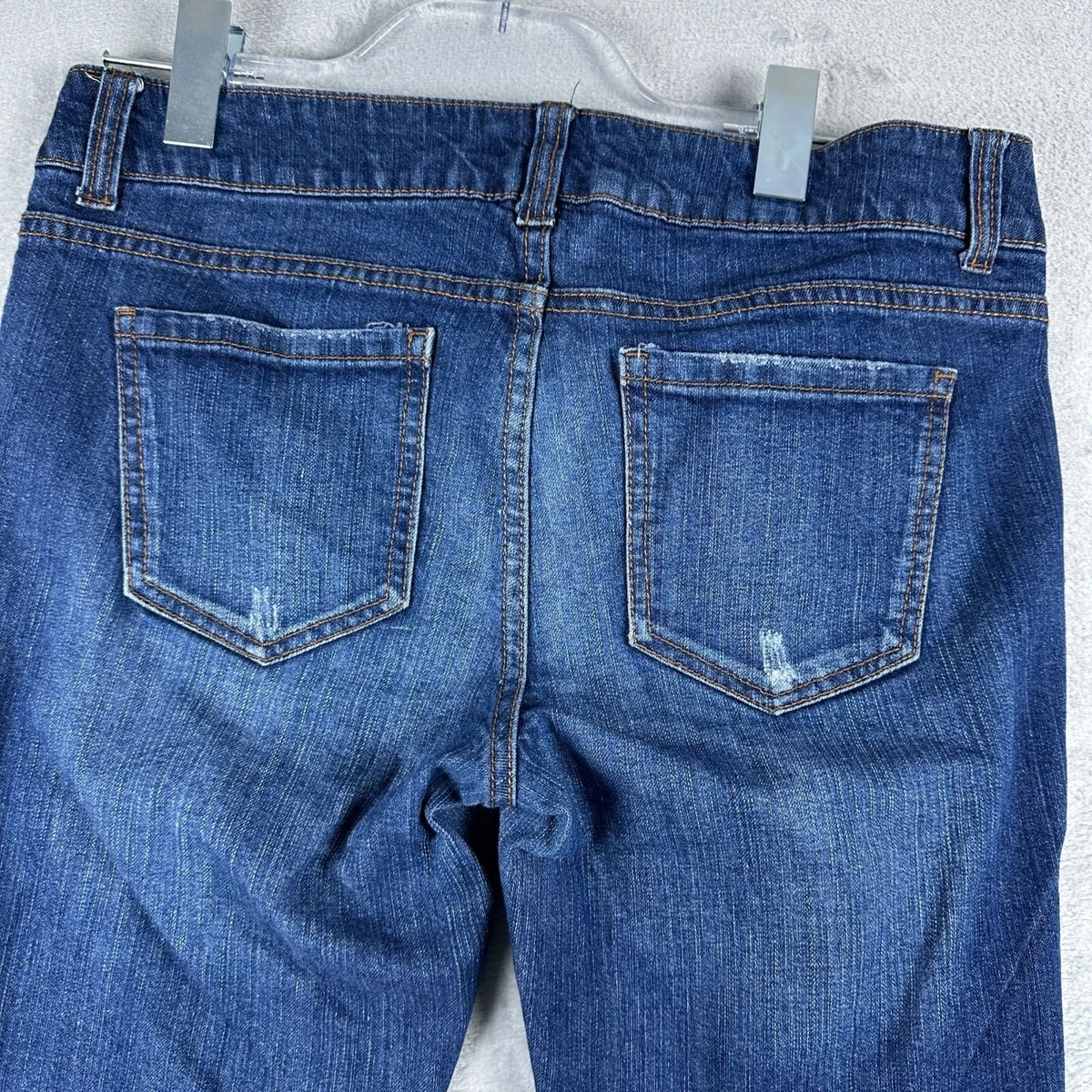 Pantalones de mezclilla ajustados Forever 21 para mujer talla 29 tiro bajo elásticos azul oscuro lavado