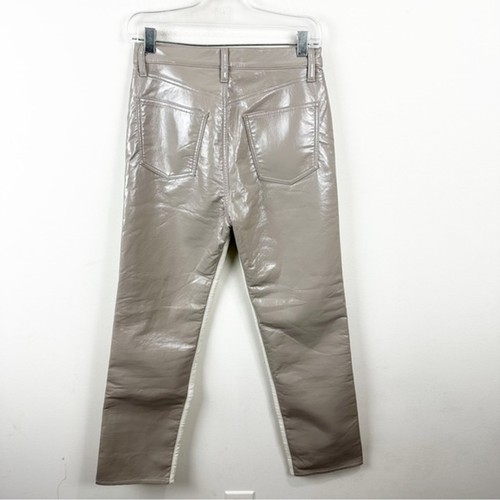 Agolde Paneled 90s Pinched Waist Powder Quail Leather colorblock Pants size 27 - Picture 8 of 9