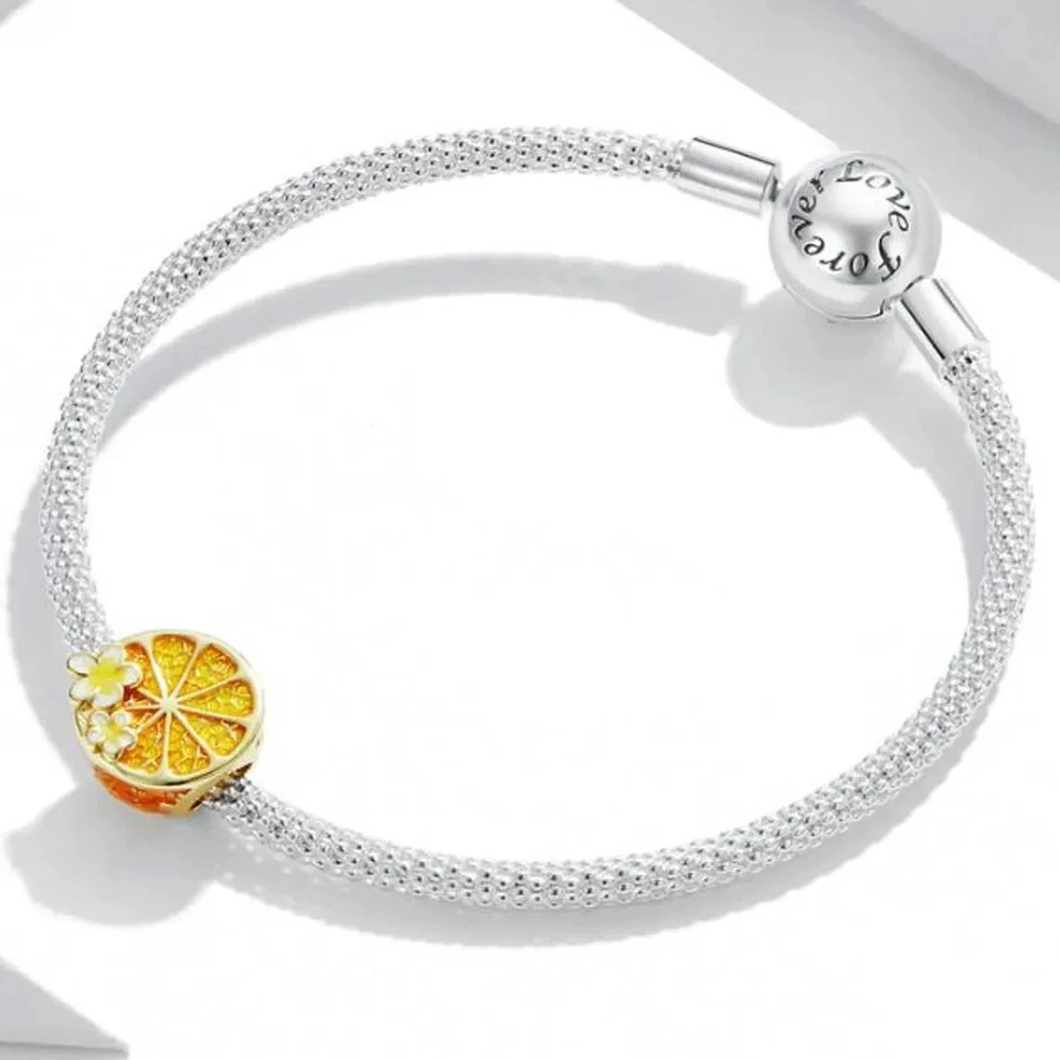 Dije de plata de ley 925 con flor de azahar para pulsera Foto 3 de 3