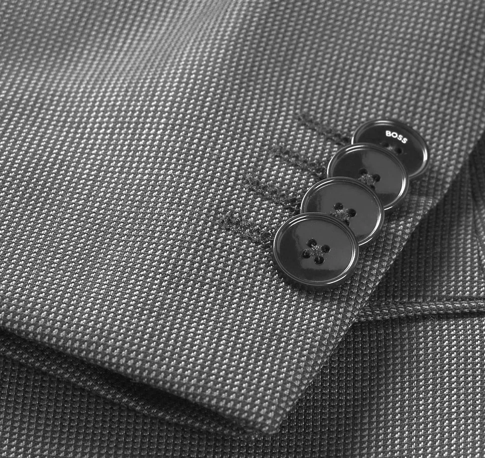 BOSS Traje Hombre Slim Fit Doble Pecho En Lana Con Micromotivo 50518118 Gris - Imagen 2 de 4