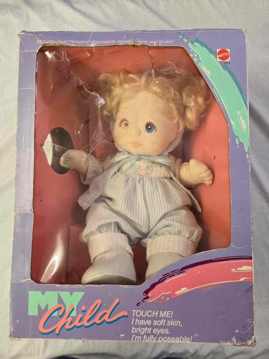 Vtg 1985 My Child Doll by Mattel Blond Hair Blue Eyes Yellow