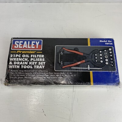 SEALEY TBT28 Tool Tray with Oil Filter Wrench, Pliers & Drain Plug Set 21pc