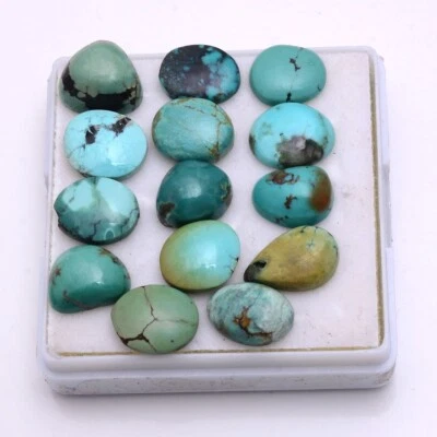 14 Stück Natürlich Tibbet Türkis 9mm-12mm Cabochon Unbehandelt Lose Edelsteine - Bild 1 von 4