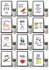 Funny Kitchen Dining Cooking Prints Wall Art Picture Quote Poster Decor Print