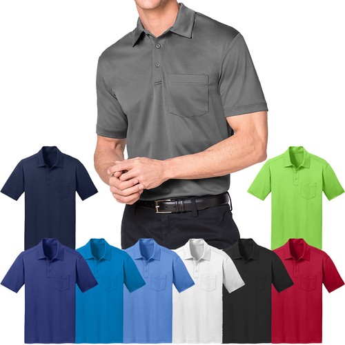 Mens POCKET Polo Shirt Moisture Wicking 