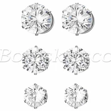 6pcs Women's Men's Round Silver Cubic Zirconia Charm Shinning Ear Studs Earrings