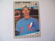Randy Johnson ROOKIE Montreal Expos 1989 #381 RC Fleer Blacked Out Billboard HOF