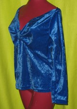 Sexy AUSSCHNITT Nikki-Samt-Langarm-Shirt*HERZ-DEKOLLETE* Gr. XL blau *NEU (1217