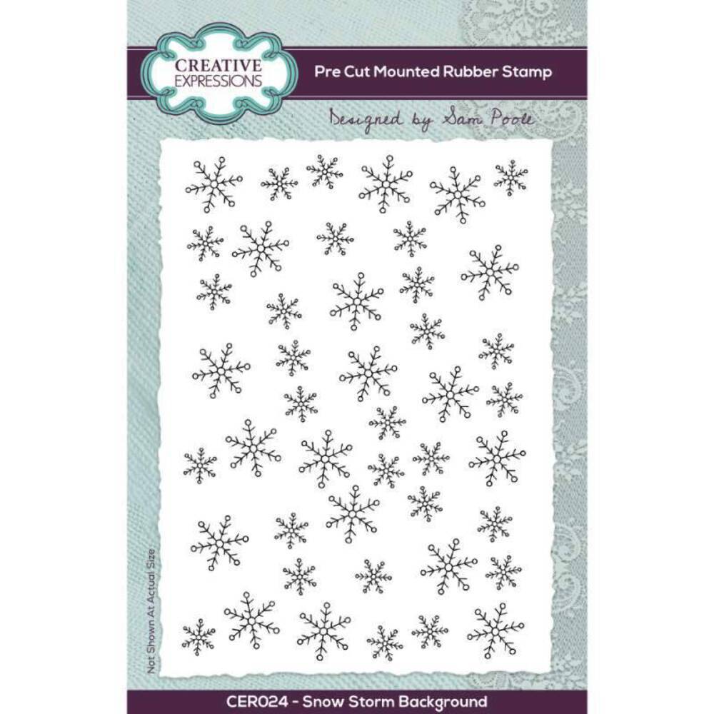 Snow Storm Background 6 in x 4 in Pre Cut Rubber Stamp by Sam Poole