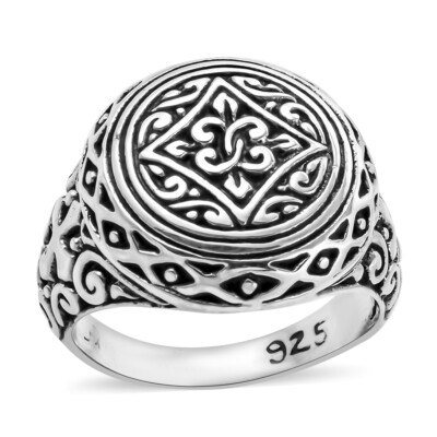 ☆nff☆ silver925 dual emblem ringsilver nff1 Mens Ring 925 Solid Sterling Silver Unisex Judah Cross Funky