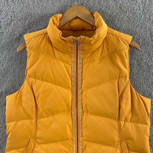 LANDS' END Puffer Down Vest Women’s Medium (10-12) Yellow Full Zip Jacket - Picture 2 of 11