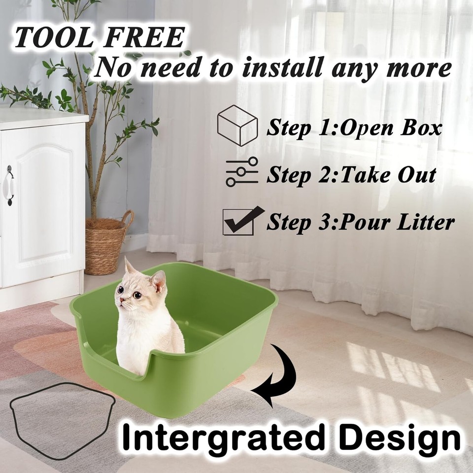 Suhaco High Sided Cat Litter Tray Anti Splash Large Cat Litter Box