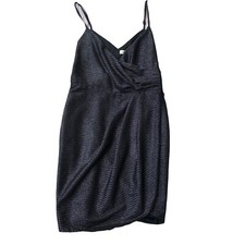 Silence & Noise Little Black Metallic Strappy Cocktail Dress Medium Short Lined