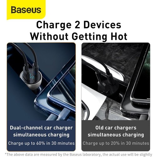 Baseus 65W USB Typ C Auto Ladegerät QC4.0 Schnell Ladeadapter Zigarettenanzünder - Bild 8 von 23