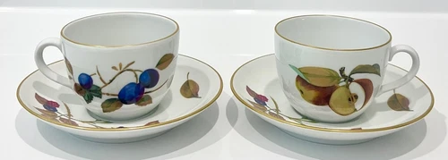 ROYAL WORCESTER England EVESHAM GOLD Pattern CUP & SAUCER Sets ~ SET OF 2